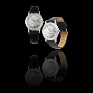 Reloj De Pulsera Elegante Mármol Falso Blanco Negro Personalizado
