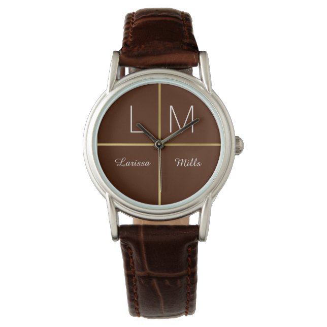 Reloj De Pulsera elegante marrón personalizado (Anverso)