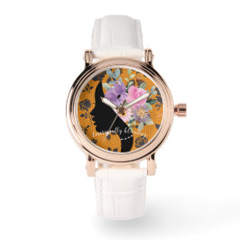 Reloj De Pulsera Elegante Moda Silhouette Romántico Flores Gráfico