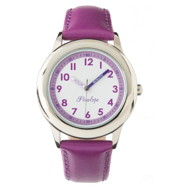 Reloj De Pulsera Elegante Moderno Purple Elegante Personalizado Niñ (Anverso)