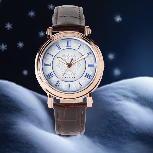 Reloj De Pulsera Elegante Monograma azul Mandela Girly Nombre (Subido por el creador)