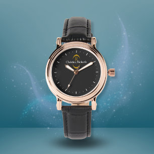 Reloj De Pulsera Elegante Monograma de Oro Negro Moderno