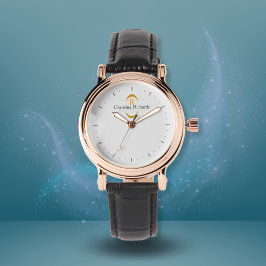 Reloj De Pulsera Elegante Monograma Dorado Gris Moderno