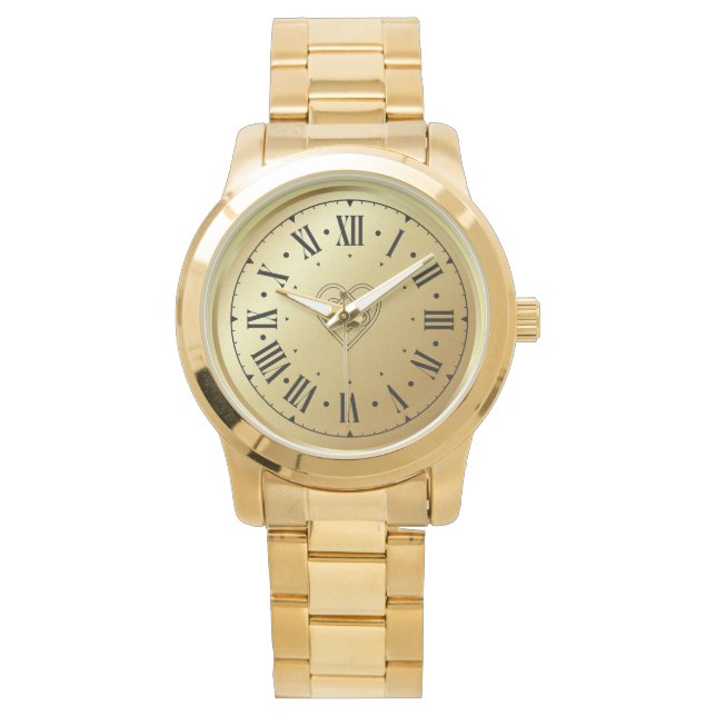 Reloj De Pulsera Elegante Monograma Unisex Pulsera de oro sobremedi (Anverso)