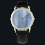 Reloj De Pulsera Elegante Monogramado Azul cepillado Metalizado<br><div class="desc">Reloj Metalizado Cepillado Azul Monogramado Personalizado.</div>