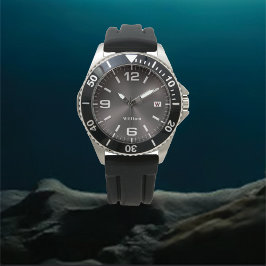 Reloj De Pulsera Elegante Monogramado Plata Cepillado Metálico