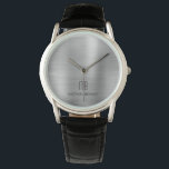 Reloj De Pulsera Elegante Monogramado Plata Gris Cepillado Metálico<br><div class="desc">Elegante Y Personalizado Reloj Metálico De Gris Plateado Monogramado.</div>