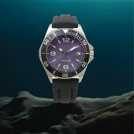 Reloj De Pulsera Elegante Monogramado Purple Brushic Metálico