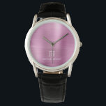 Reloj De Pulsera Elegante Monogramado Rosado Cepillado Metálico<br><div class="desc">Reloj Metálico Cepillado Elegante Personalizado Monogramado Rosa.</div>