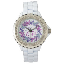 Reloj De Pulsera Elegante morado rosa Wreath cumpleaños 65