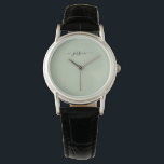 Reloj De Pulsera Elegante nombre de guión verde sabio<br><div class="desc">Elegante sage green script nombre Watch. Personalizar el nombre.</div>