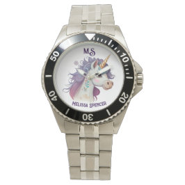 Reloj De Pulsera Elegante nombre de unicornio mágico morado de Chic