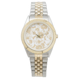 Reloj De Pulsera Elegante oro blanco floral