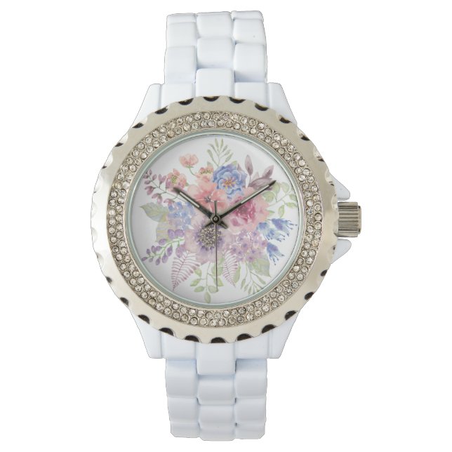 Reloj De Pulsera Elegante Pastel Watercolor Floral Watch (Anverso)