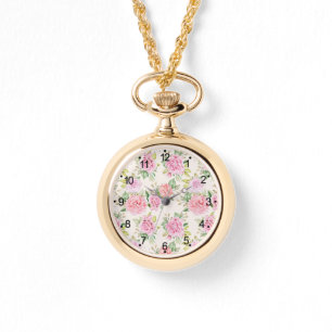 Reloj De Pulsera Elegante patrón floral de rosa romántica