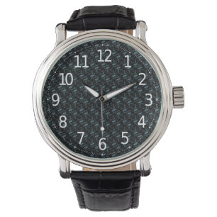 Reloj De Pulsera Elegante patrón moderno de corazones y llaves azul