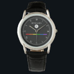 Reloj De Pulsera Elegante Personalizado Monograma Gay LGBT Watch<br><div class="desc">Un bello y elegante monograma blanco y negro, con un reloj de rayas de arco iris LGBT con un punto para el nombre del destinatario del regalo y el nombre del primer monograma. Un gran regalo para cualquiera que sea gay, lesbiana, transexual o cualquier miembro orgulloso de la comunidad LGBT....</div>