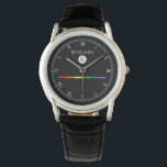 Reloj De Pulsera Elegante Personalizado Monograma Gay LGBT Watch<br><div class="desc">Un bello y elegante monograma blanco y negro, con un reloj de rayas de arco iris LGBT con un punto para el nombre del destinatario del regalo y el nombre del primer monograma. Un gran regalo para cualquiera que sea gay, lesbiana, transexual o cualquier miembro orgulloso de la comunidad LGBT....</div>