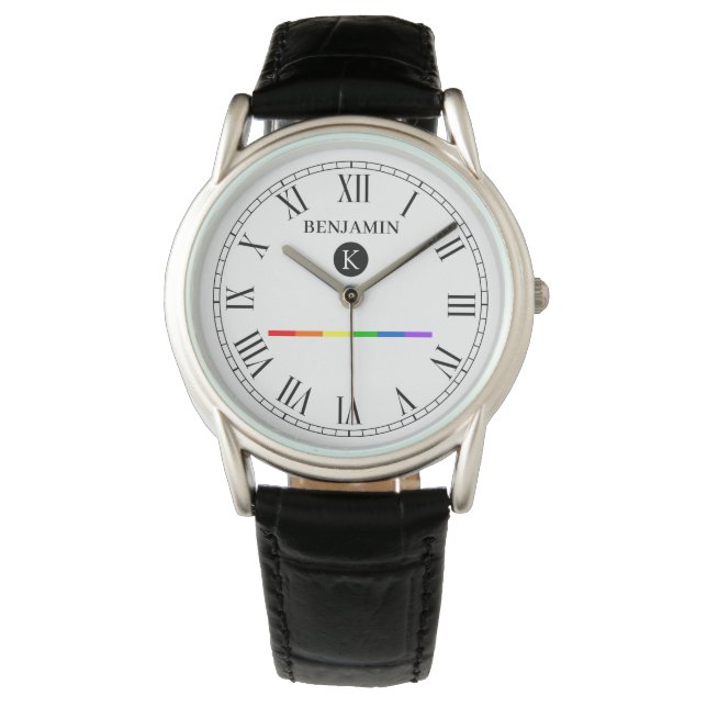 Reloj De Pulsera Elegante Personalizado Monograma Gay LGBT Watch (Anverso)