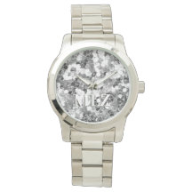 Elegante Personalizado Monograma Plata Purpurina A