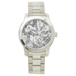 Reloj De Pulsera Elegante Personalizado Monograma Plata Purpurina A