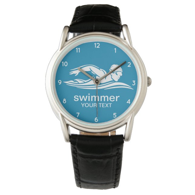 Reloj De Pulsera Elegante Piscina Blanca Azul Piscina Agua (Anverso)