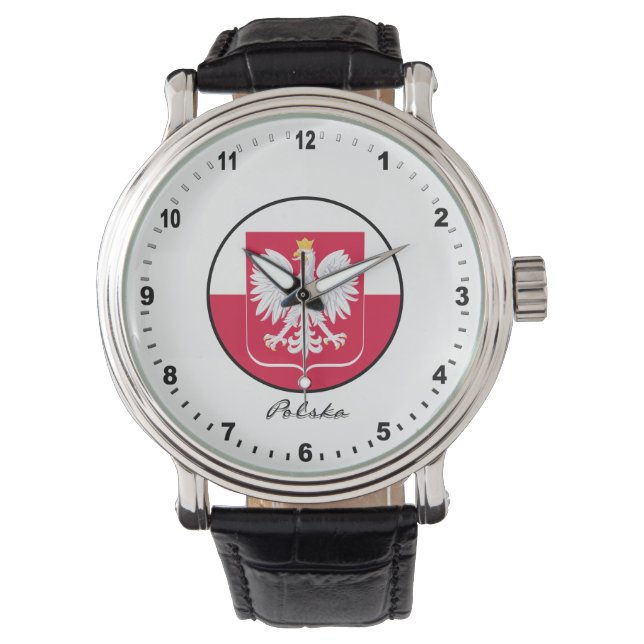 Reloj De Pulsera Elegante Polonia Watch y Bandera Polaca / Varsovia (Anverso)