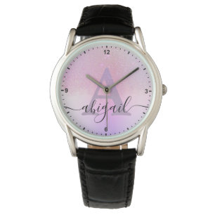 Reloj De Pulsera Elegante Purple Lilac Ombre Purpurina Rain Sparkle