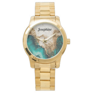 Reloj De Pulsera Elegante Purpurina blanco verde con estilo