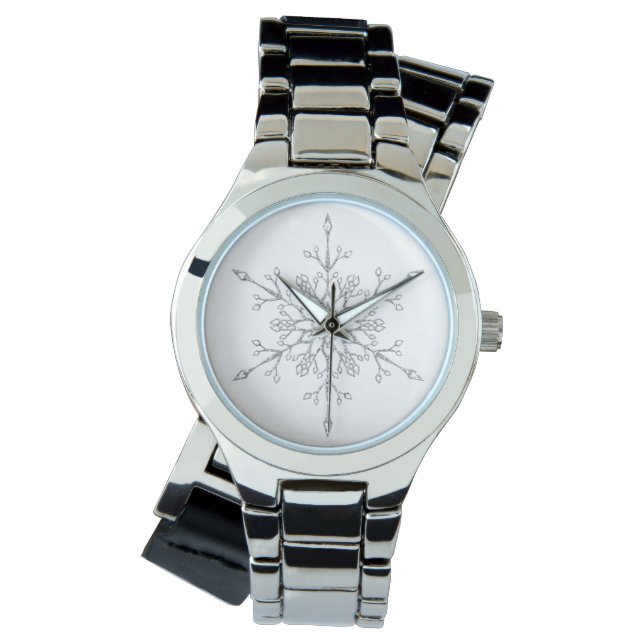 Reloj De Pulsera Elegante Purpurina de Plata Navidades de copos de  (Anverso)