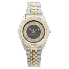 Reloj De Pulsera Elegante Relieve metalizado dorado negro plateado