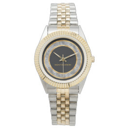 Reloj De Pulsera Elegante Relieve metalizado plateado de oro negro