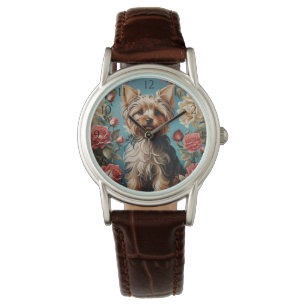 Reloj De Pulsera Elegante Rosa de retrato de Yorkshire Terrier