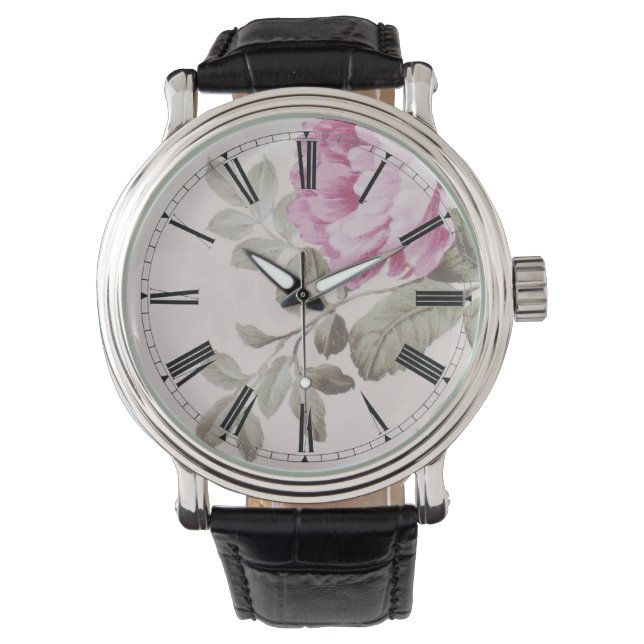 Reloj De Pulsera Elegante Rosa floral vintage (Anverso)