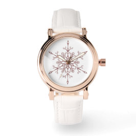 Reloj De Pulsera Elegante Rosa Purpurina de oro Navidades de copos 