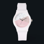 Reloj De Pulsera Elegante rosa  purpurina dorado mármol blanco rosa<br><div class="desc">Elegante y geométrico purpurina dorado subió,  mármol blanco y bloque de color rosa.</div>