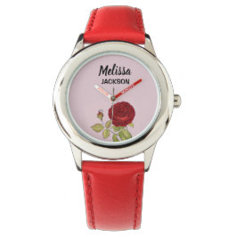 Reloj De Pulsera Elegante rosa rosa rosa rojo
