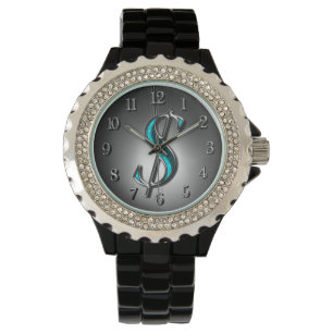 Reloj De Pulsera Elegante Rótulo turquesa y plateado con estilo