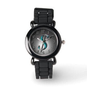 Reloj De Pulsera Elegante Rótulo turquesa y plateado con estilo