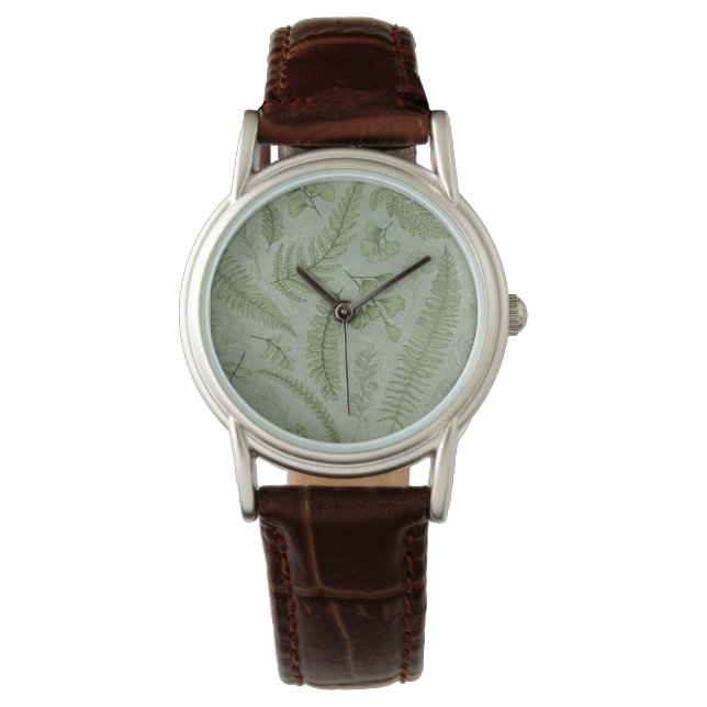 Reloj De Pulsera Elegante Sage Green Watercolor Floral (Anverso)