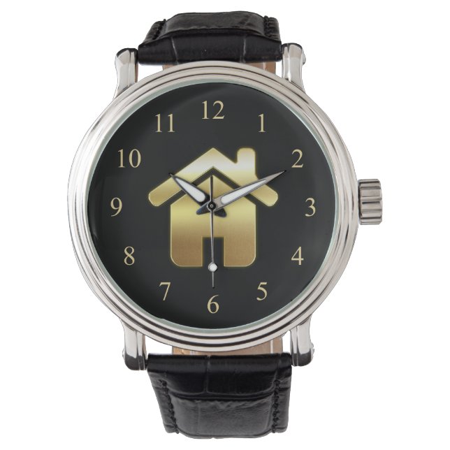 Reloj De Pulsera Elegante Símbolo de la Casa de Oro Diseño Inmobili (Anverso)