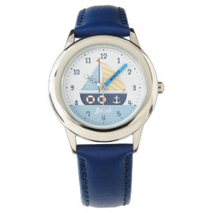 Reloj De Pulsera Elegante Tema Náutico En Barco Naval Para Niños