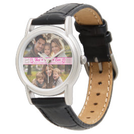 Reloj De Pulsera Elegante texto foto Día de la Madre acuarela rosa