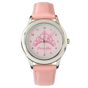 Reloj De Pulsera Elegante Tiara de Princesa Rosa, Corona para Niñas