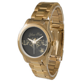 Reloj De Pulsera Elegantes arañas de oro en negro