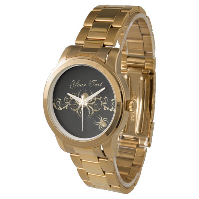 Reloj De Pulsera Elegantes arañas de oro en negro (Angular)