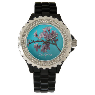 Reloj De Pulsera "Elegantes flores de cerezo pintadas en cielo azul