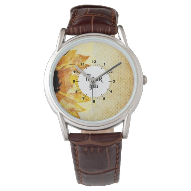 Reloj De Pulsera Elegantes Girasoles Modernos Gracias (Anverso)