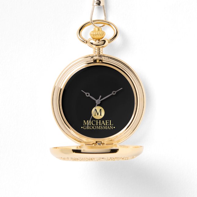Reloj De Pulsera Elegantes Groomsmen Personalizados con Oro (Anverso)