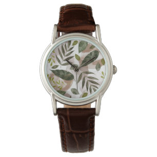 Reloj De Pulsera Elegantes hojas de safari botánico